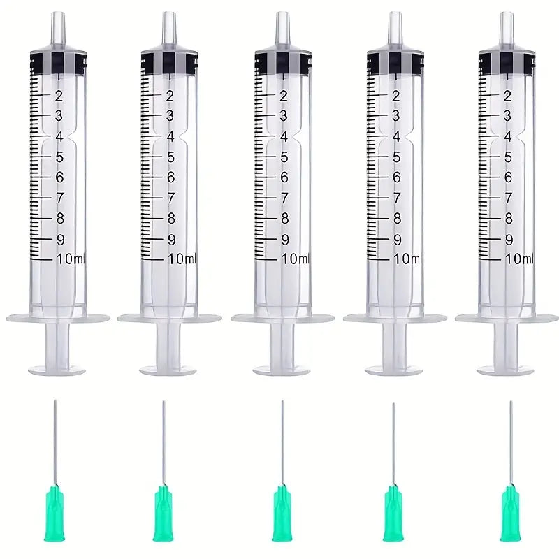 5 Stück 10ml/cc Plastikspritze Mit Nadel 18g
