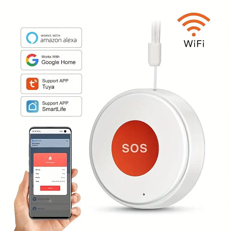 Hochwertiger Kabelloser SOS Notfallknopf mit Wi-Fi & App-Benachrichtigungen