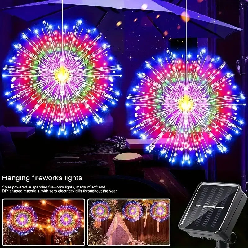 90-Licht-Solar-Feuerwerkslicht, Märchenstern-Feuerwerks-Kronleuchter ( Warmweiss )