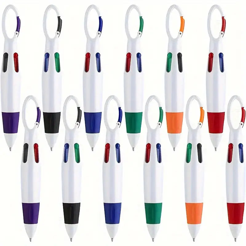 4 Farben Kugelschreiber mit Karabinerhaken