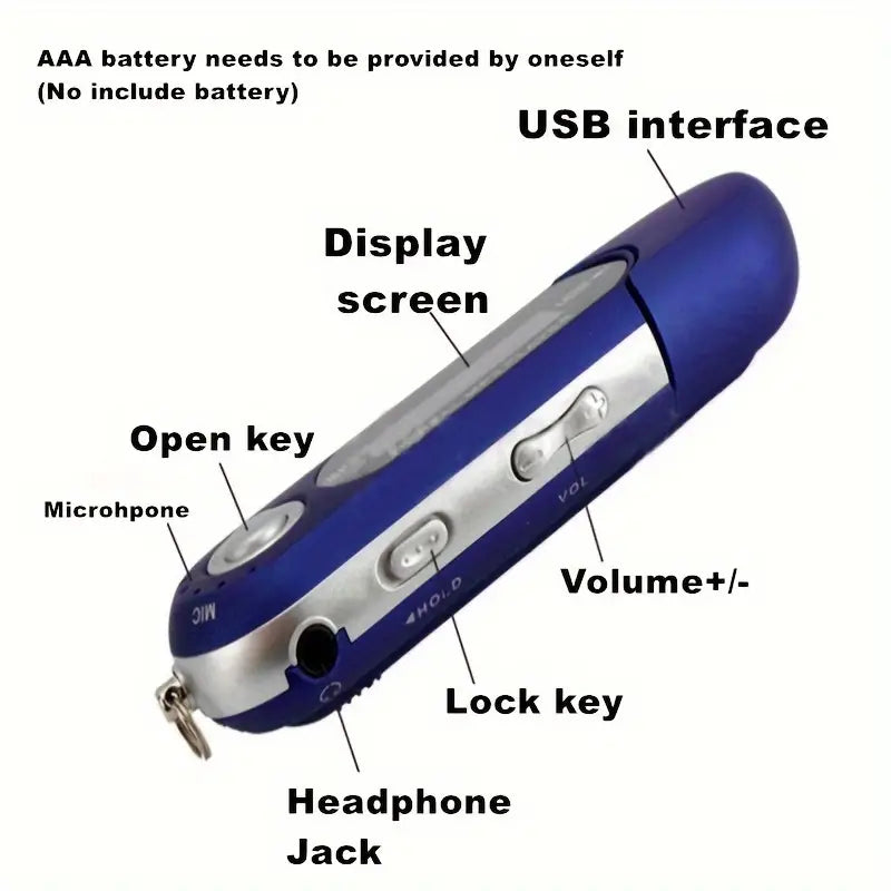 Einfacher MicroSD Karten Retro MP3 Player, Betrieb mit 1xAAA Batterie & MicroSD
