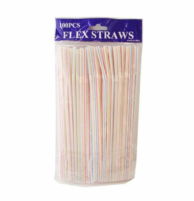 100er Pack Kunststoff Strohalme Farbig (Abverkauf)