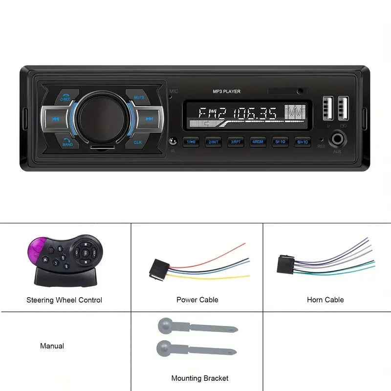 1DIN DAB Autoradio 12V mit MP3-Player USB/TF/AUX-IN mit Type-C-Ladeanschluss