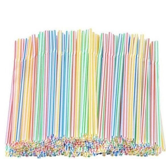 100er Pack Kunststoff Strohalme Farbig (Abverkauf)