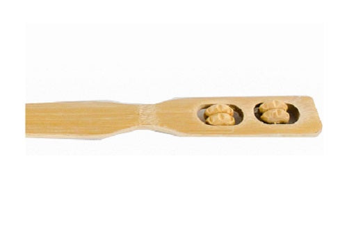 Bambus Rückenkratzer mit 2 Massagerollen, ca. 46cm lang