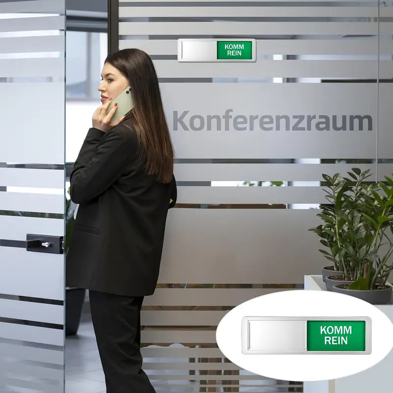 Bitte nicht Stören/ Komm Rein mit schieber - Deutsches Türschild Silber