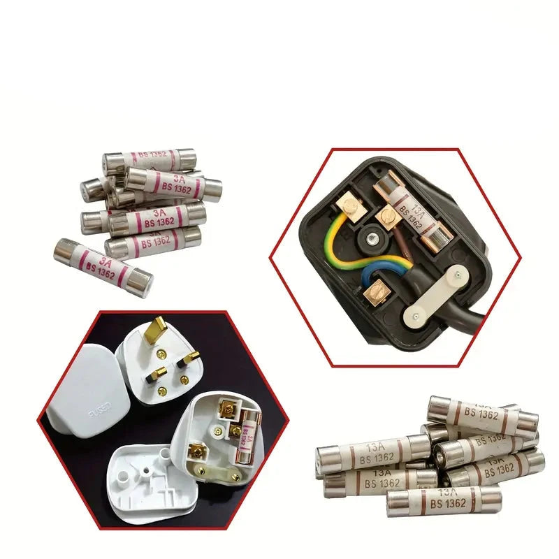 240V Haushalt Keramikrohr Netzstecker Sicherungen 6,3x25mm