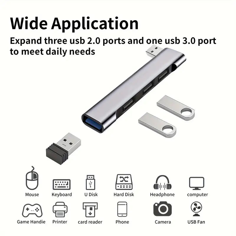 USB Hub,4-Port Mini USB 3.0 Ideal für Notebooks
