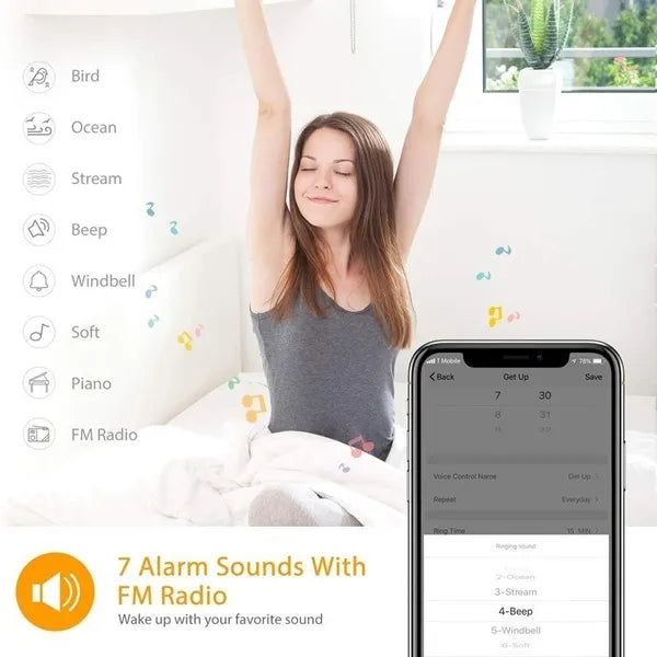 WiFi Smart Sunrise Wake Up Licht USB Wecker - Tuya/Smart Life Kompatibel