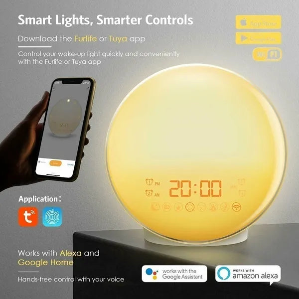WiFi Smart Sunrise Wake Up Licht USB Wecker - Tuya/Smart Life Kompatibel