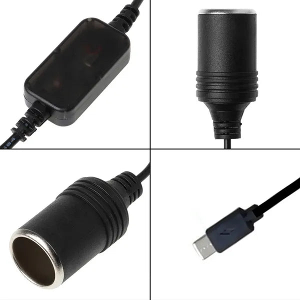 USB-C PD Typ-C Stecker auf 12V Zigarettenanzünderbuchse 30/50/100/300 cm