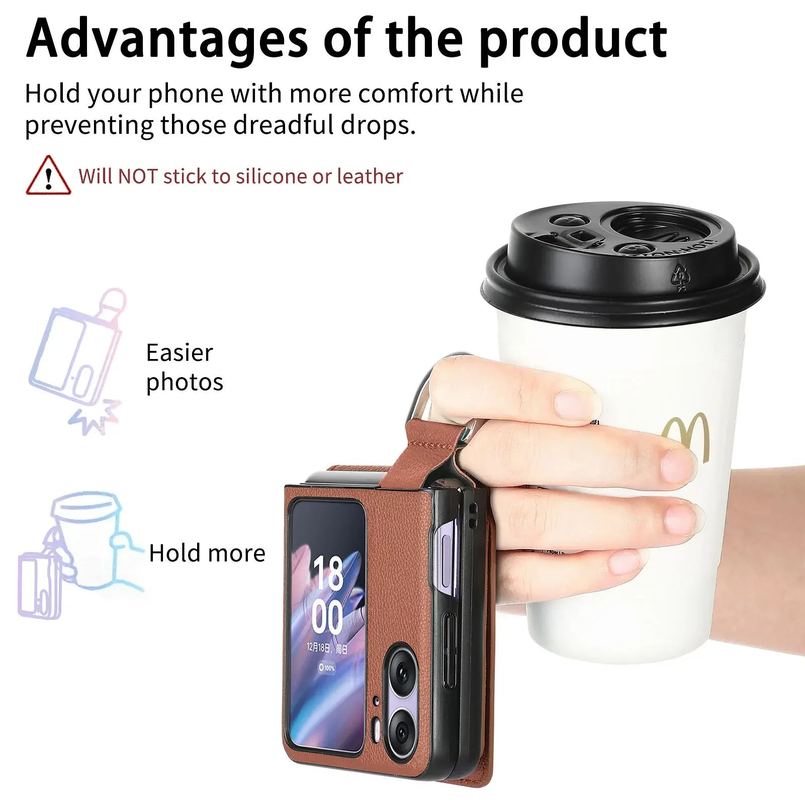 Magnet Ringhalter Kreditkarten Case für Oppo Find N2 Flip 5G (Braun)