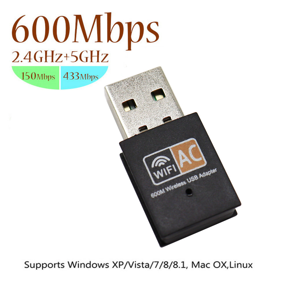 600Mbps 2,4 GHz + 5GHz Dual Band USB Wifi Adapter