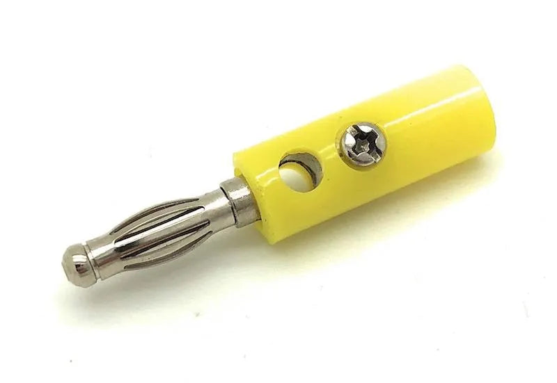 Bananenstecker, 4 mm, mit Querloch, gelb