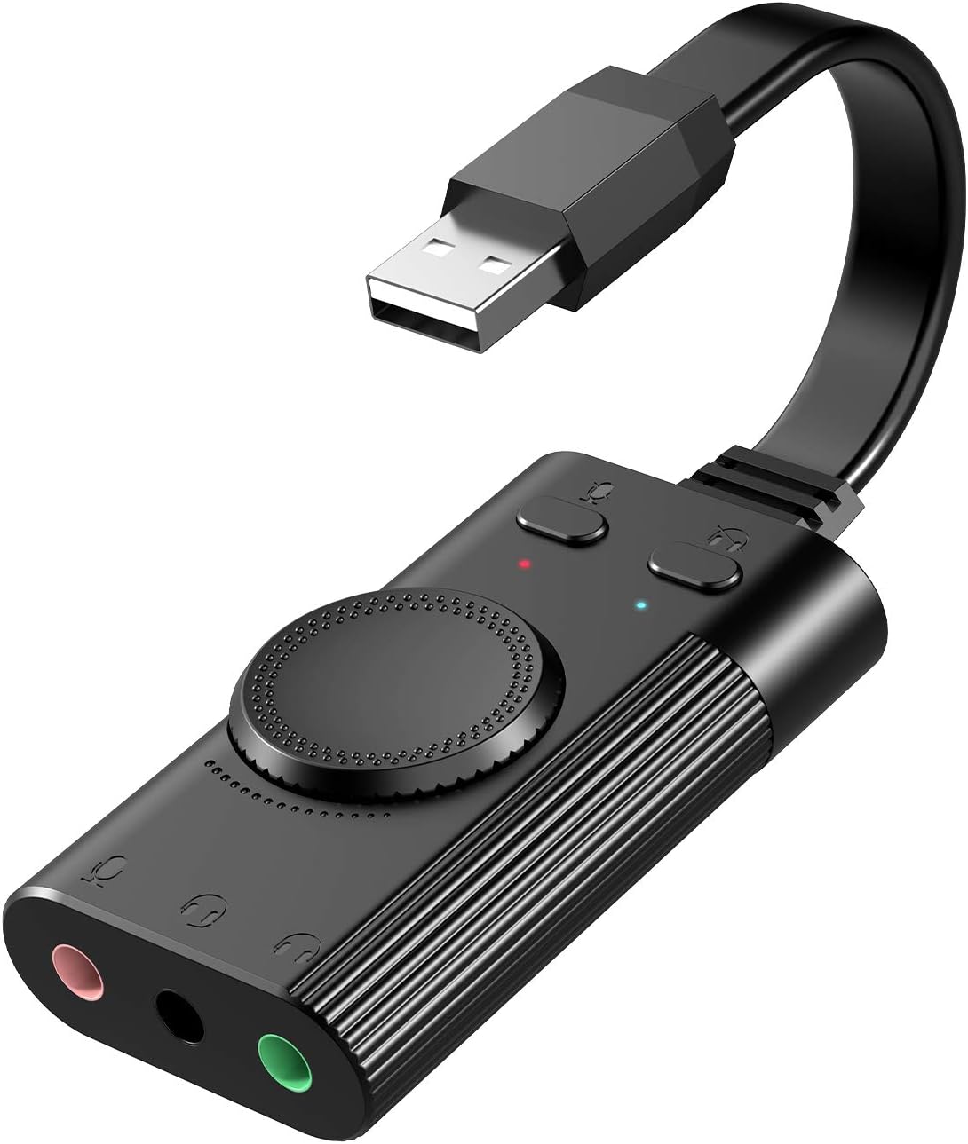 USB Soundkarte 2 in 1 Adapter mit Lautstärkeregler und Volume Kontrolle
