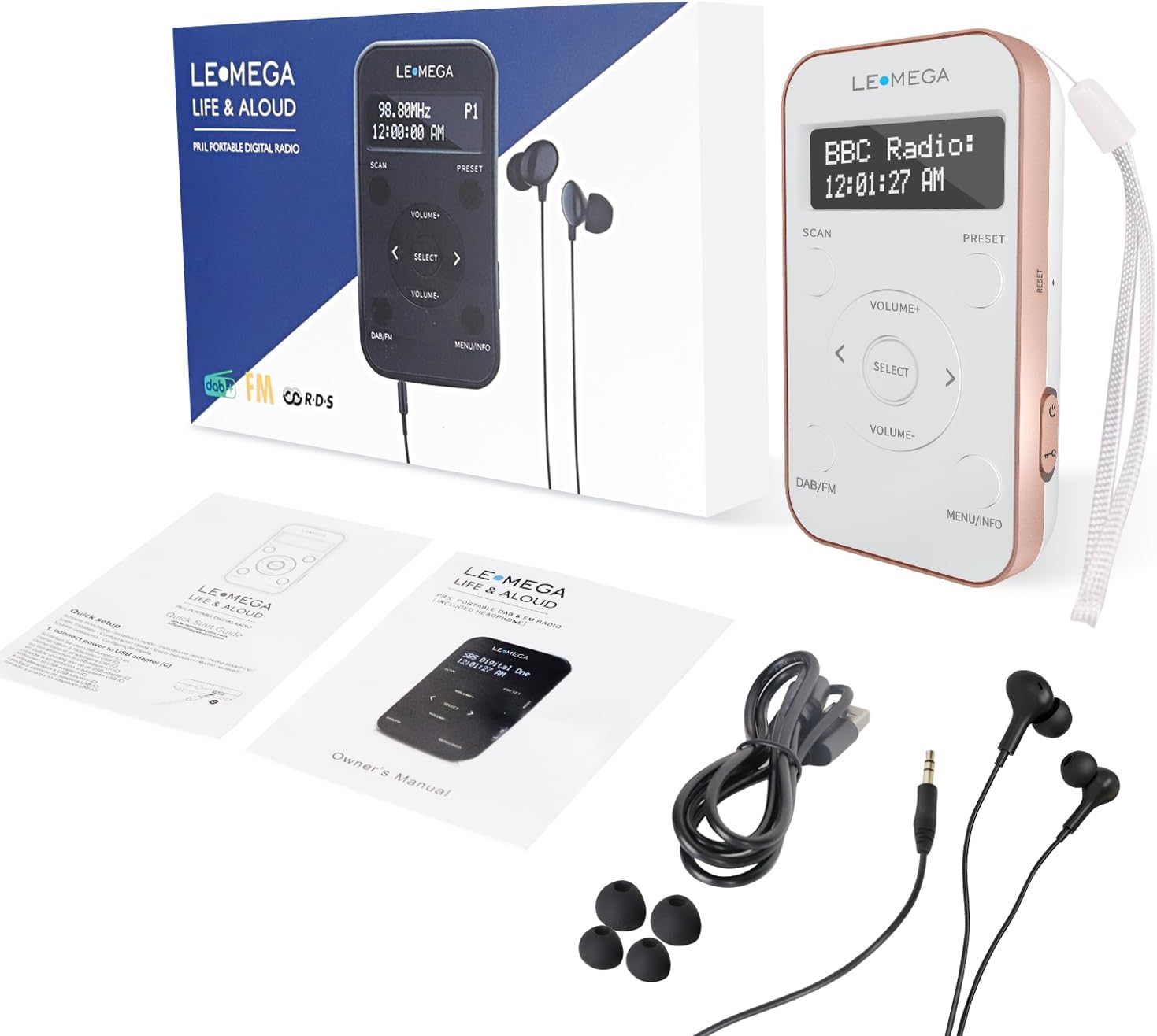 LEMEGA PR1L Taschen-DAB+ Radio, FM-Radio inkl. Kopfhörer