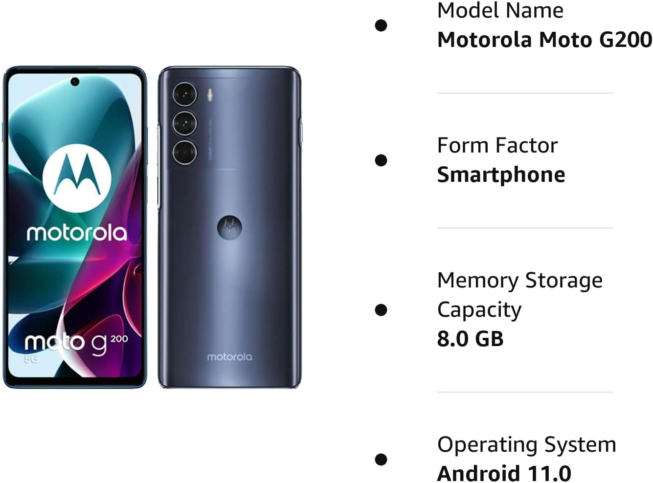Motorola Moto G200 5G 128GB Handy, blau, Stellar Blue, Android 12, Dual-SIM Ocassion