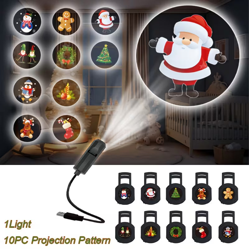 Weihnachts-LED-Projektionslampe, 1 Licht + 10 Licht Adapter