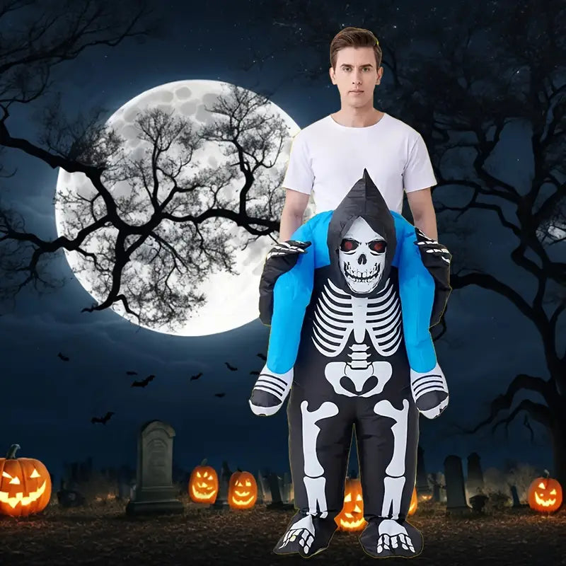 Lustiges Skelett aufblasbares Kostüm für Halloween Partys