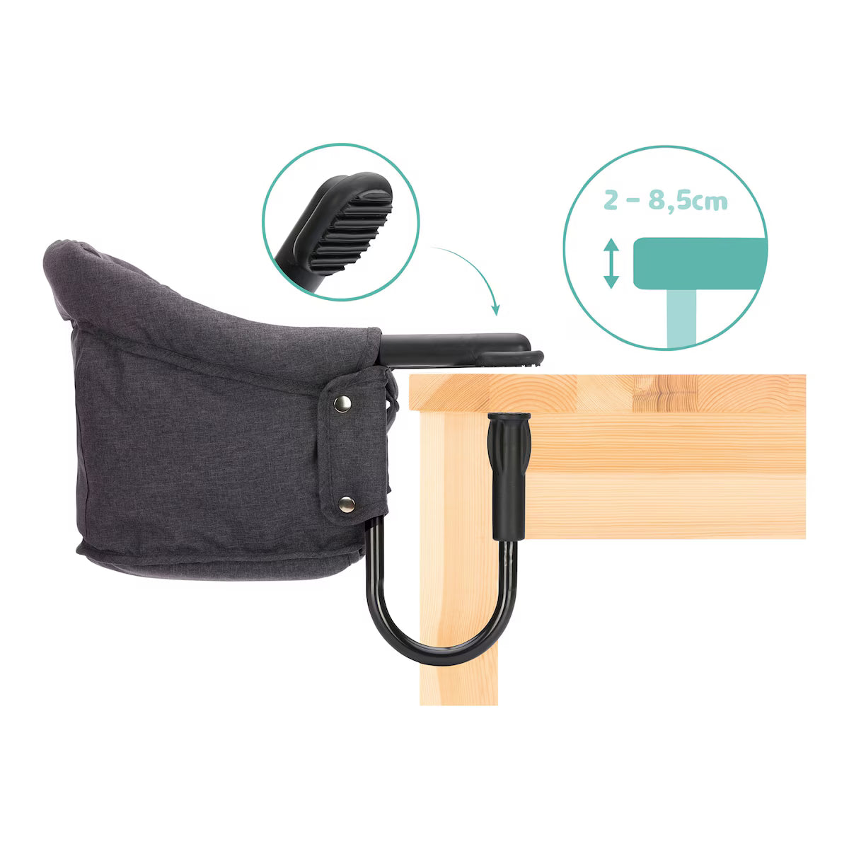 Tischsitz Flexi für Tischplatte Stärke 2-8,5 cm dunkelgrau