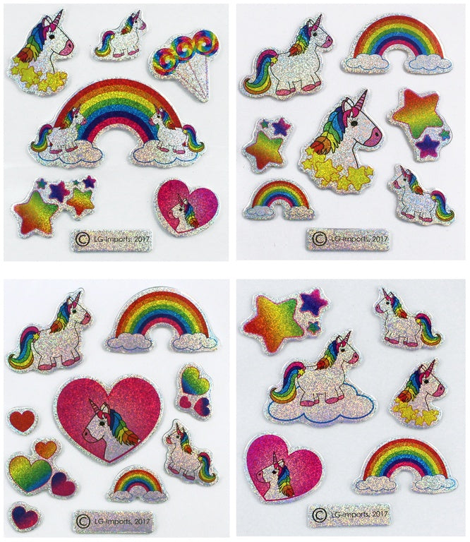 Sticker Einhorn 4 fach sortiert - Bogen ca 8x7cm