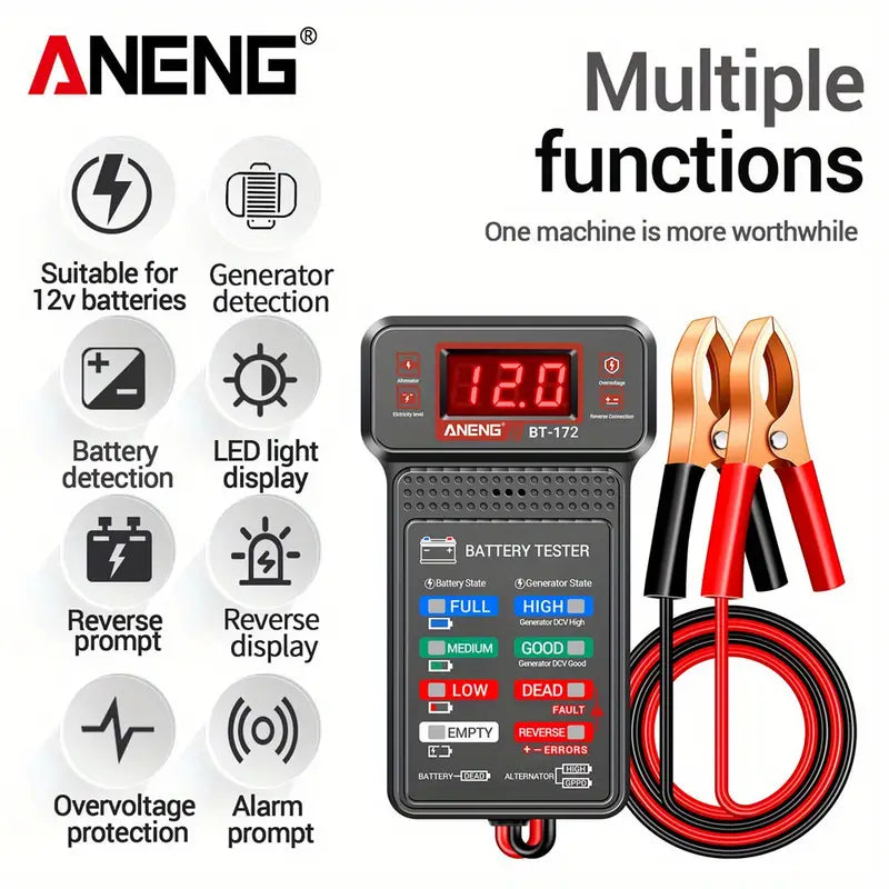 Multifunktions-Batterietester mit LED-Display & Verpolungsalarm
