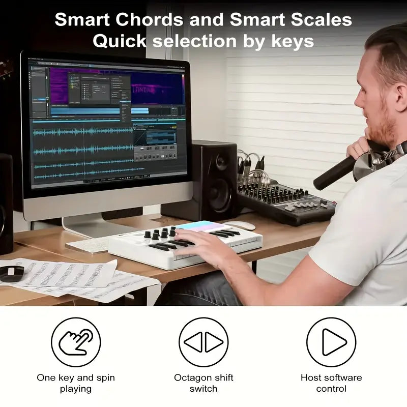M-VAVE 25-Tasten Tragbare MIDI-Keyboard mit Akku & USB/Batteriebetrieben