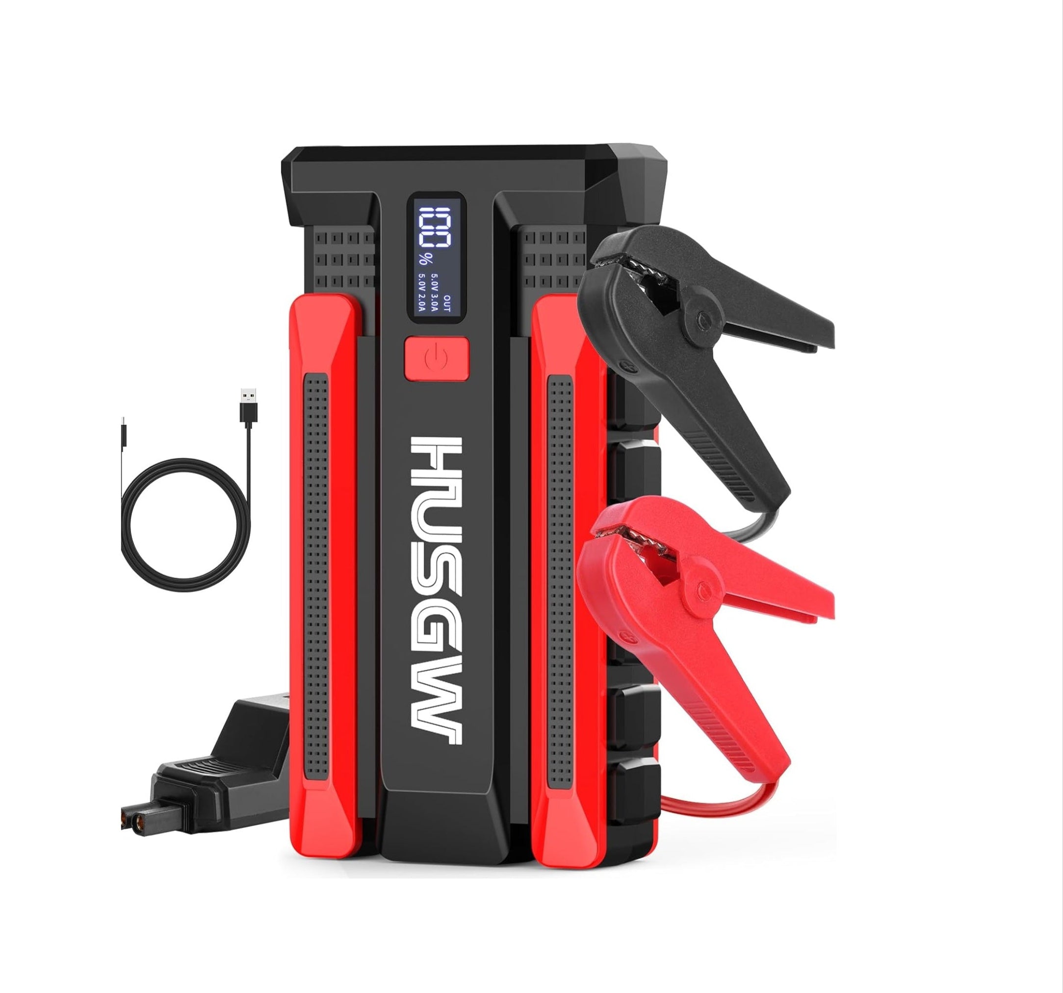 Husgw Starthilfe Powerbank 2000A – 12V Auto- & Motorrad-Booster mit LED