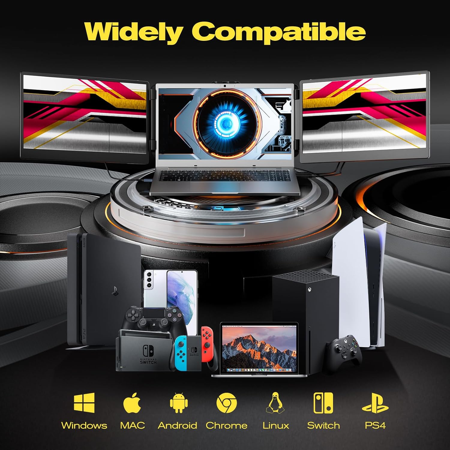 Tragbarer Dual Monitor für Laptops, 14" FHD 1080p HDR Display S2