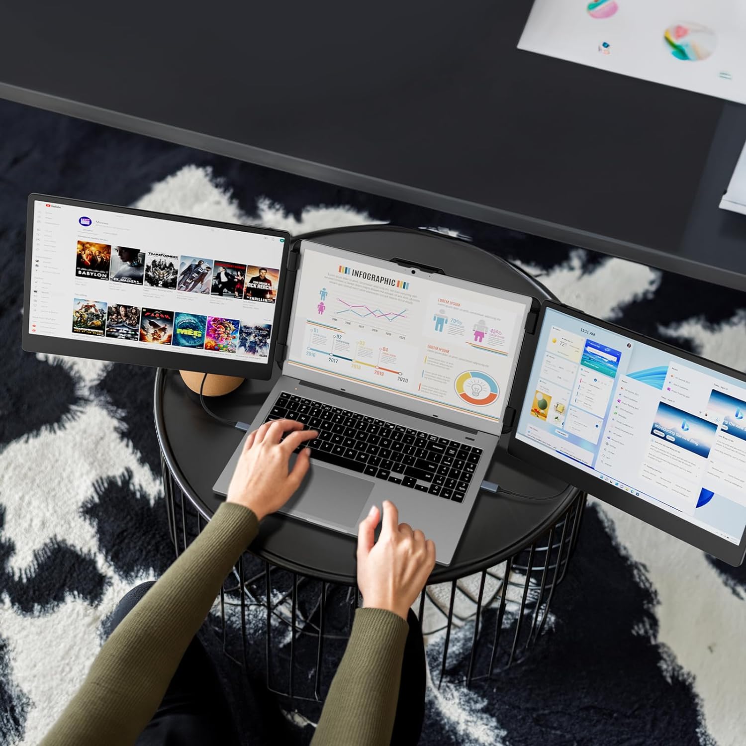 Tragbarer Dual Monitor für Laptops, 14" FHD 1080p HDR Display S2