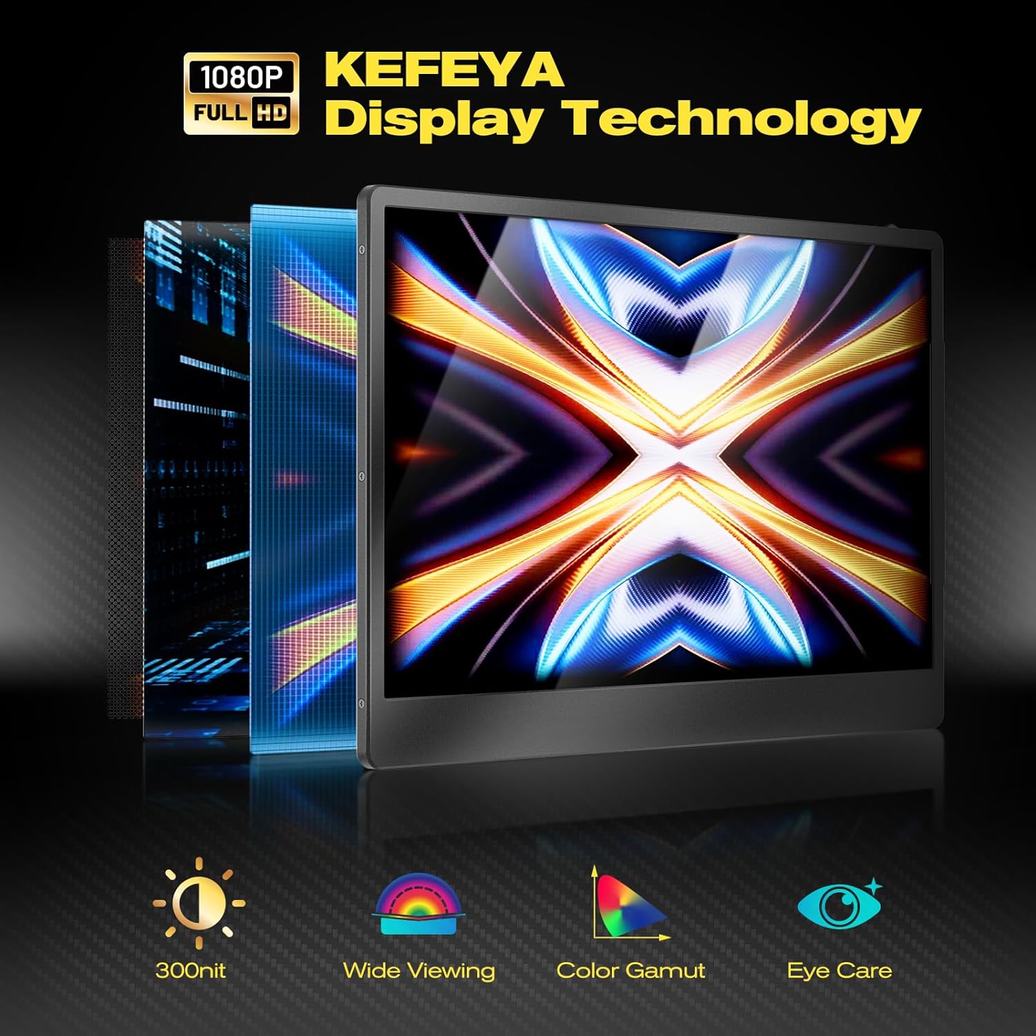 Tragbarer Dual Monitor für Laptops, 14" FHD 1080p HDR Display S2