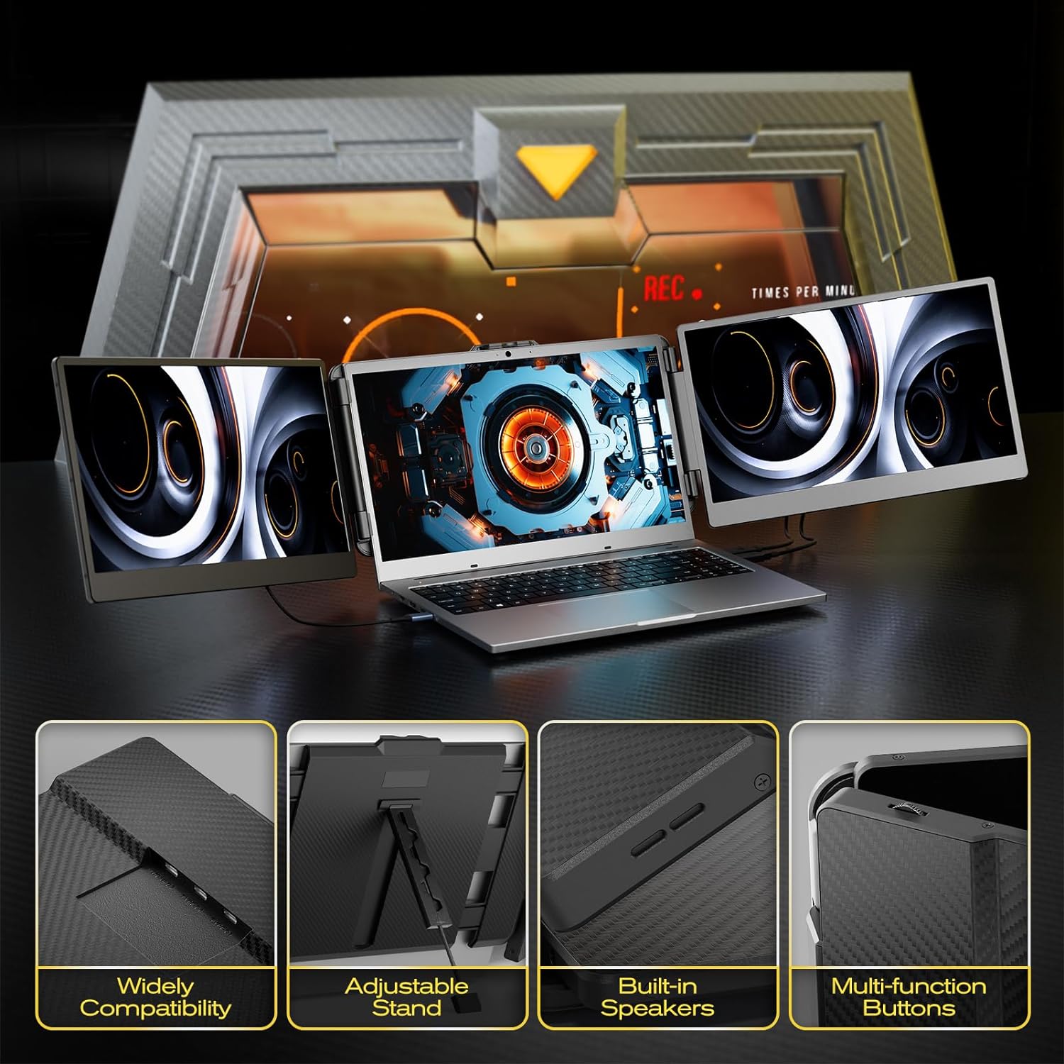 Tragbarer Dual Monitor für Laptops, 14" FHD 1080p HDR Display S2