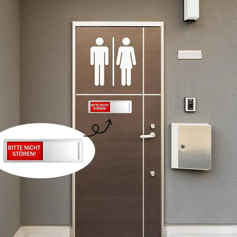 Bitte nicht Stören/ Komm Rein mit schieber - Deutsches Türschild Silber