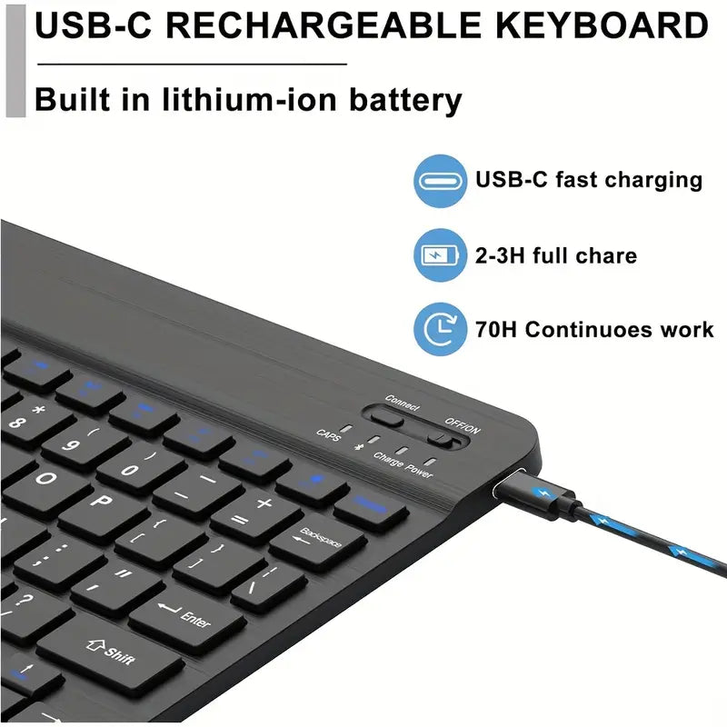 SlimKeys Mini 10-Zoll Kabellose Bluetooth Tastatur mit Akku 25.4cm
