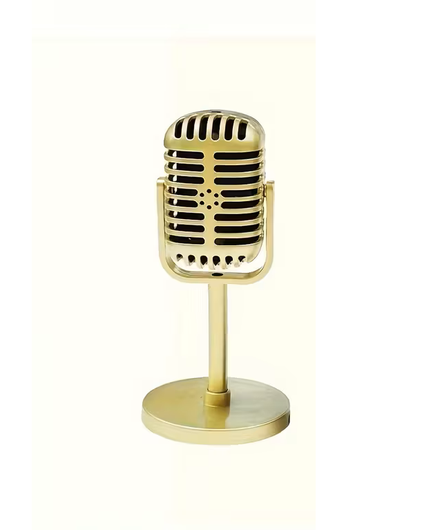 Retro Vintage Mikrofon-Deko in Gold oder Silber