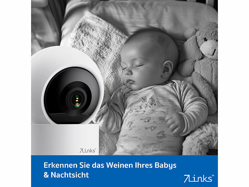 7links 2K-Pan-Tilt-Überwachungskamera mit WLAN & Patrouillen-Funktion, weiß Elektroniktrade Switzerland