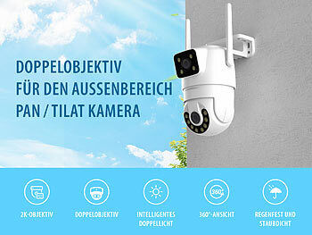 7links Dual-Objektiv-IP-Außen-Kamera, 2x 2K, 3MP, Pan-Tilt, 360°, WLAN, IP54 Elektroniktrade Switzerland