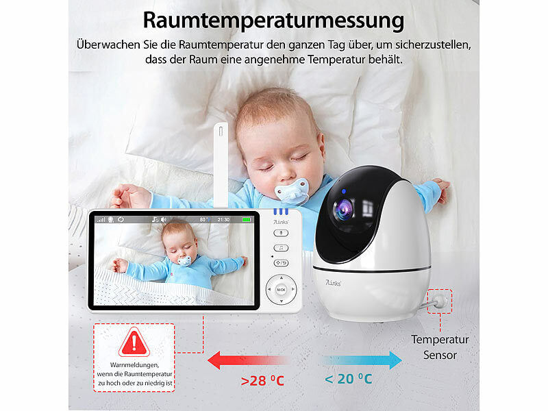 7links HD-Video-Baby Seniorenkamera, schwenk- & neigbar, mit Notruf-Fernbedienung Elektroniktrade Switzerland