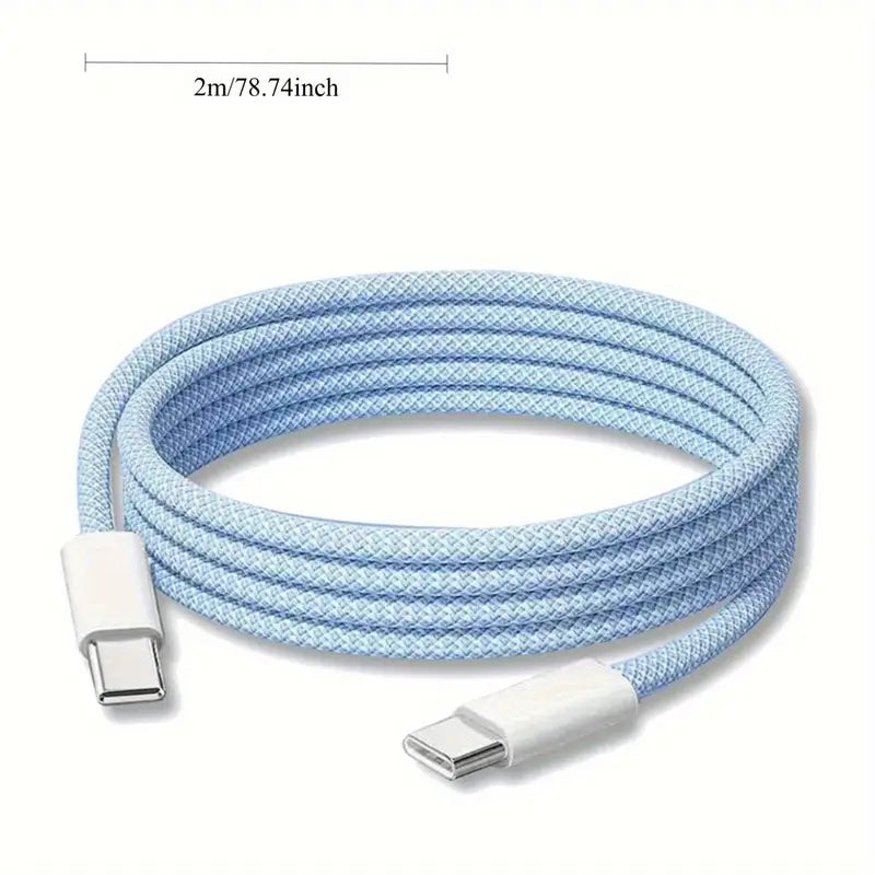 2m 60W Schnellladekabel USB-C zu USB-C für iPhone/Android/ Blau oder Grün