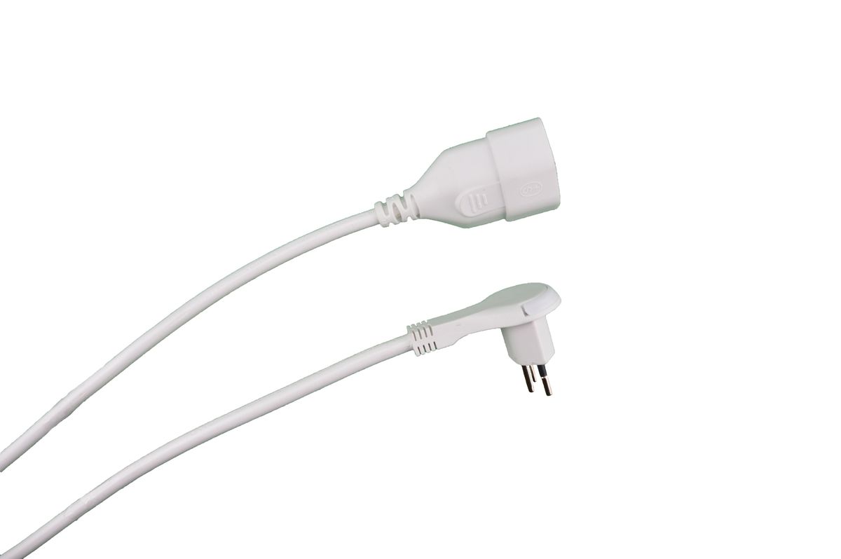 Verlängerungskabel FLAT 3-Polig - 1m, weiss, H05VV-F 3G1.0mm2, mit Kinderschutz, 230V - 10A