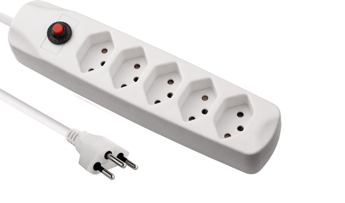 Fix-Line Steckdosenleiste 5xT13 - 5xT13, 1.5m Kabel, H05VV-F 3G1mm2, weiss, Kinderschutz