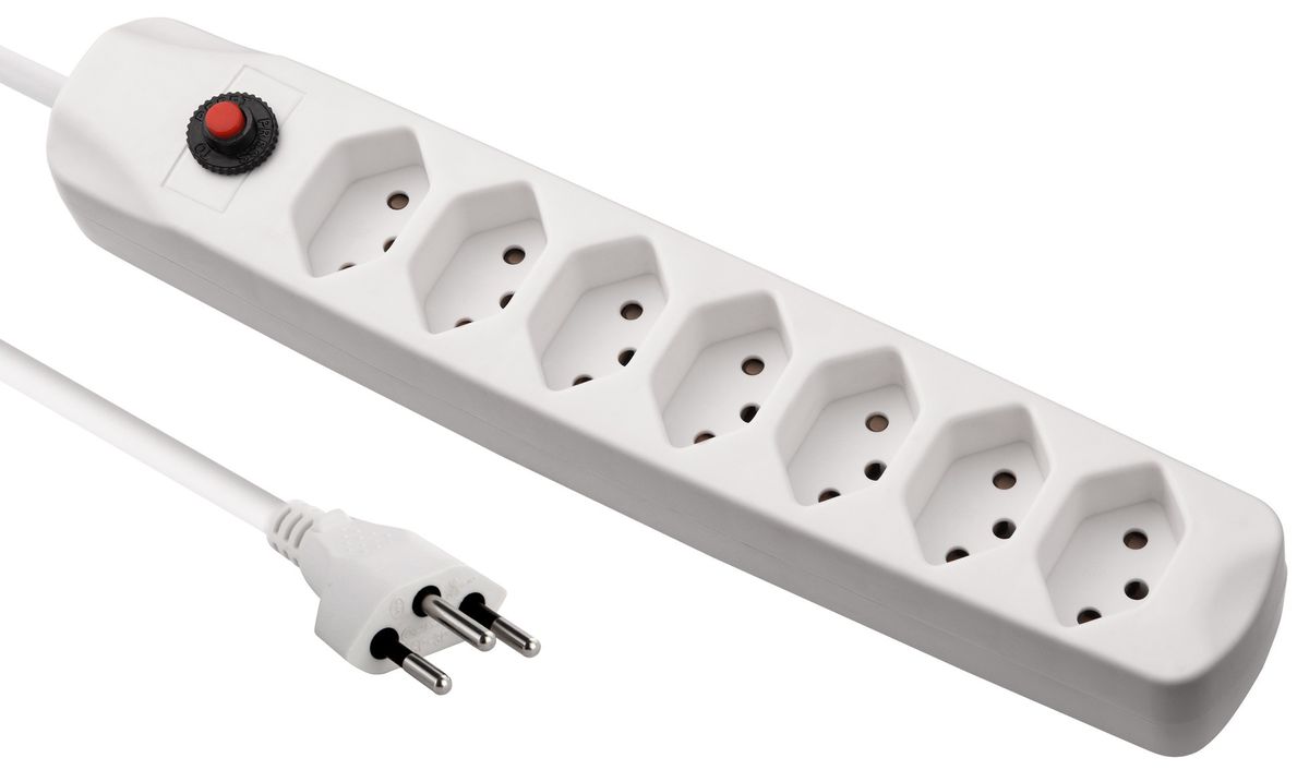 Fix-Line Steckdosenleiste 7xT13 - 7xT13, 1.5m Kabel, H05VV-F 3G1mm2, weiss, Kinderschutz