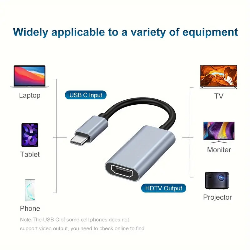 4K USB-C zu HDTV Adapterkabel - Plug & Play, Thunderbolt 3/4