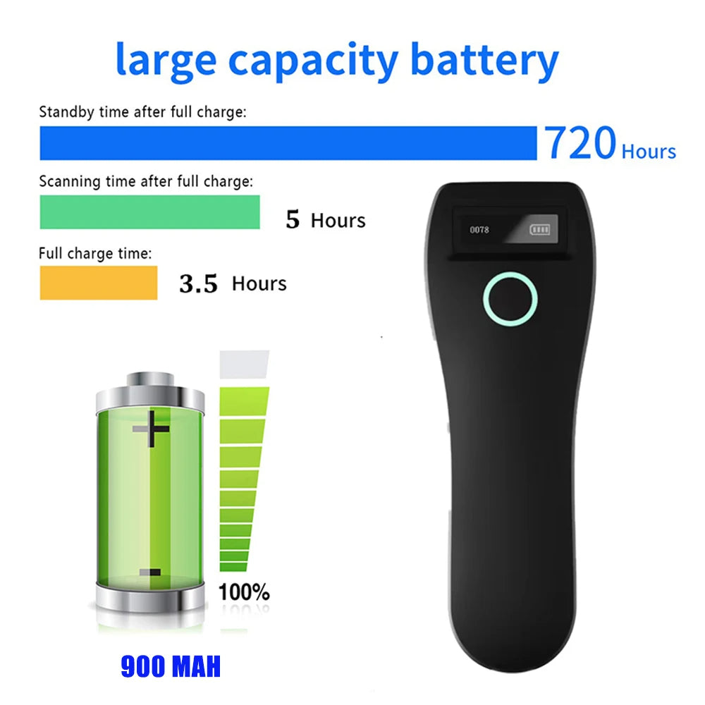 Mini 2D Barcode Scanner – Bluetooth & Wireless für iOS/Android/PC Weiss