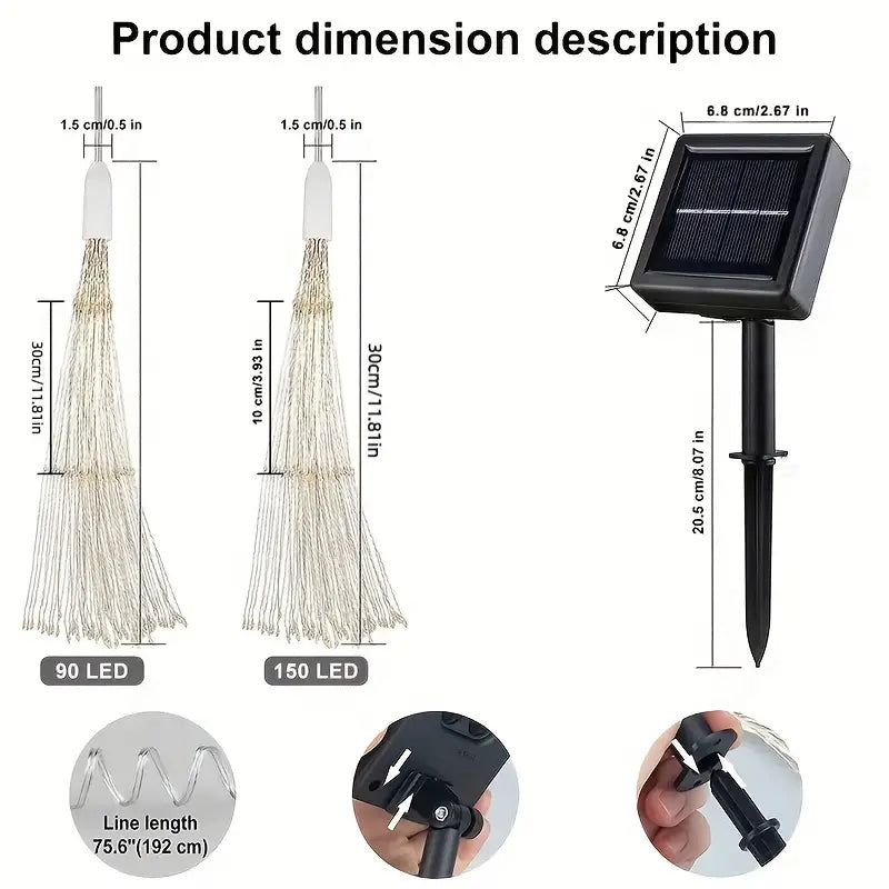 90-Licht-Solar-Feuerwerkslicht, Märchenstern-Feuerwerks-Kronleuchter ( Warmweiss )