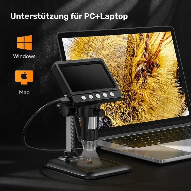 Digitales Mikroskop mit 10.92cm HD IPS Bildschirm, 50-1000X Zoom