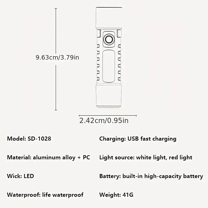 Mini-LED-Taschenlampe mit vielen Funktionen in Hellblauem Gehäuse SD1028