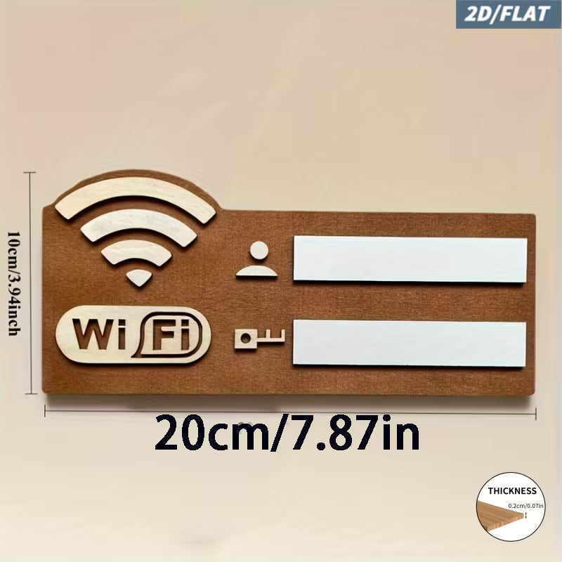 2D Flat WLAN Netzwerk Schild aus Holz – Retro Vintage Deko, 1 Stk.