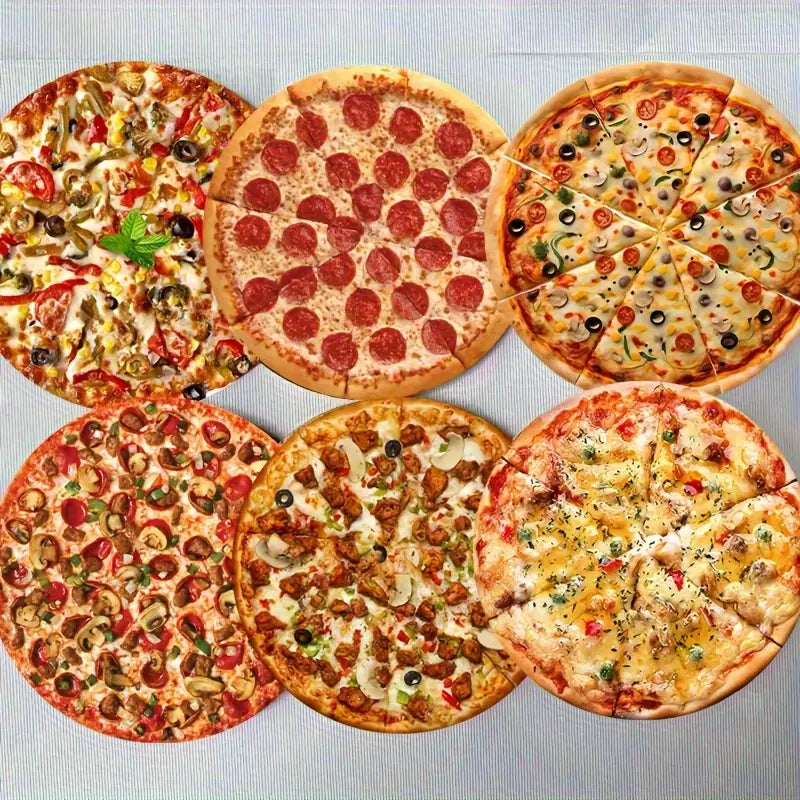 6er-Set Pizza-Themen Holzuntersetzer, Rutschfest & Hitzebeständig