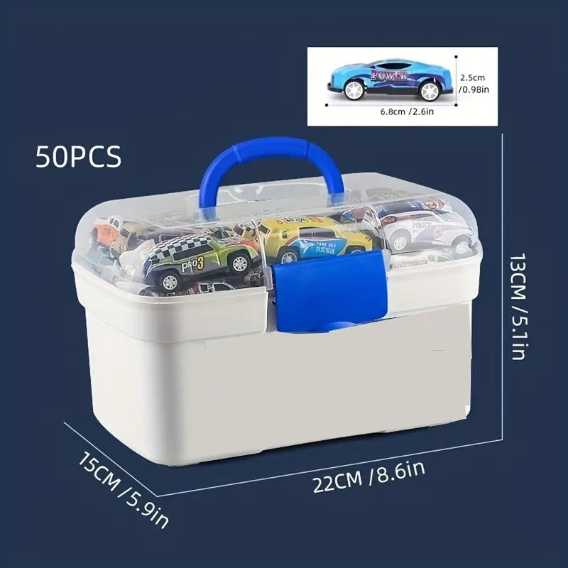 Aufbewahrungsbox mit 50 Mini Autos